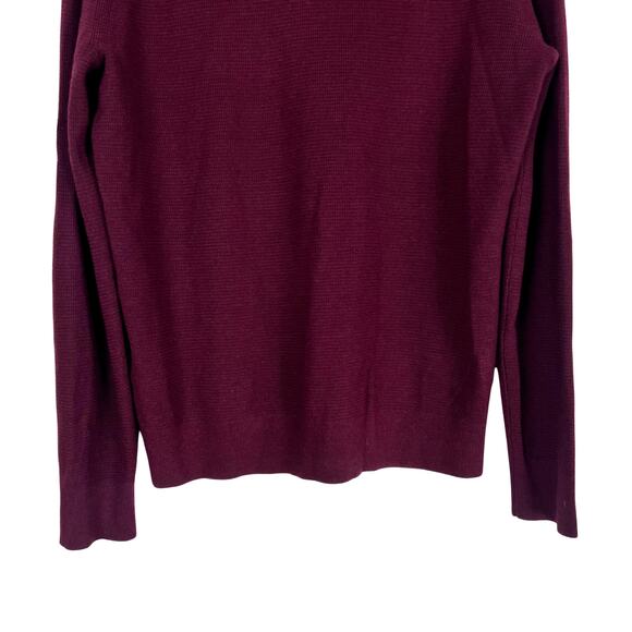 Banana Republic Merino Wool Quarter Zip Sweater Burgundy L Minimalist Old Money - Picture 8 of 8